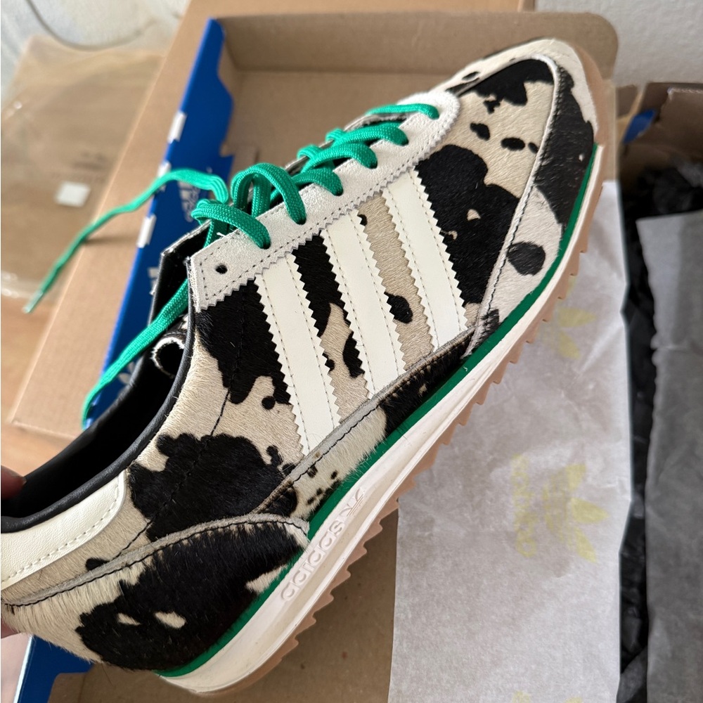 Adidas Women's SL 72 OG Cow Print Sneakers - Black and White - Picture 4 of 6